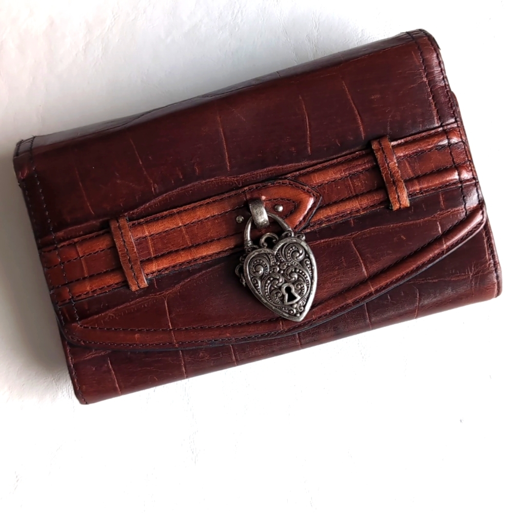 Brighton Brown Leather Wallet With Large Metal Heart Detail